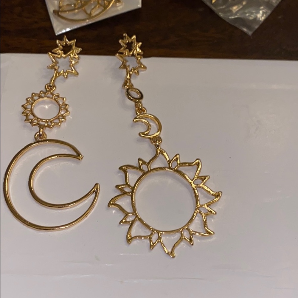 Star and Moon Earrings Dangling